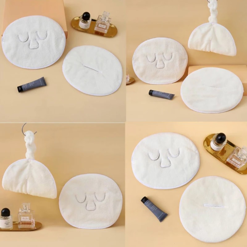 White FaceShaped Towel Facial Towel Thickened Moisturizing Hydrating Cold Hot Compress Mask For Bea 2