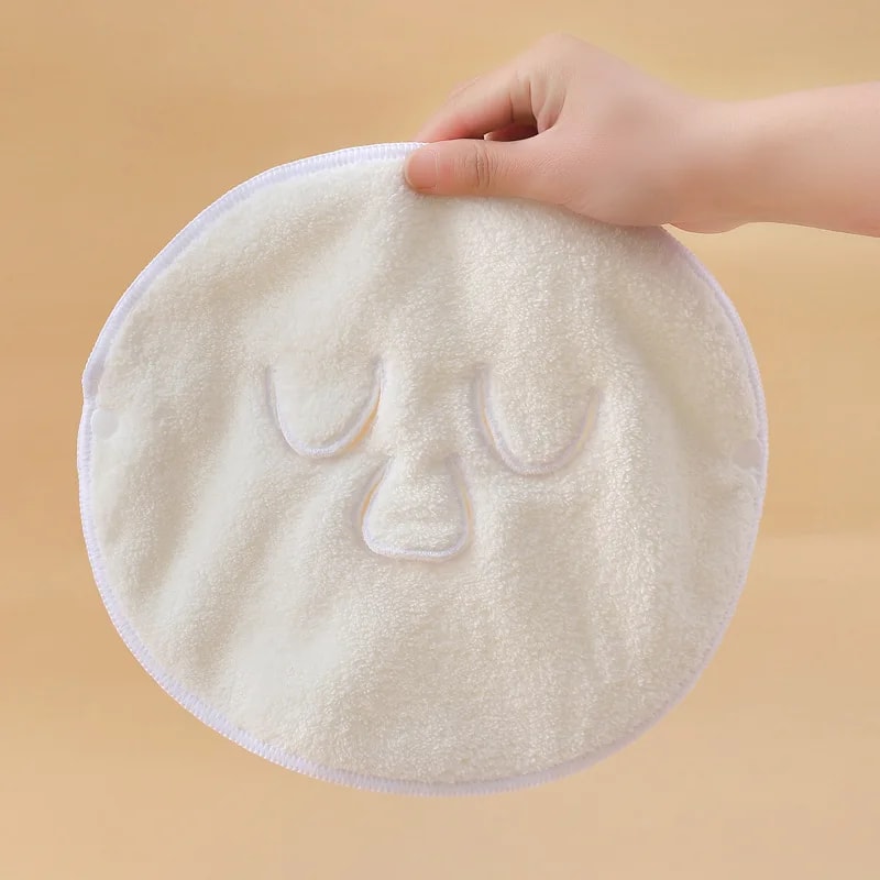 White FaceShaped Towel Facial Towel Thickened Moisturizing Hydrating Cold Hot Compress Mask For Bea 3