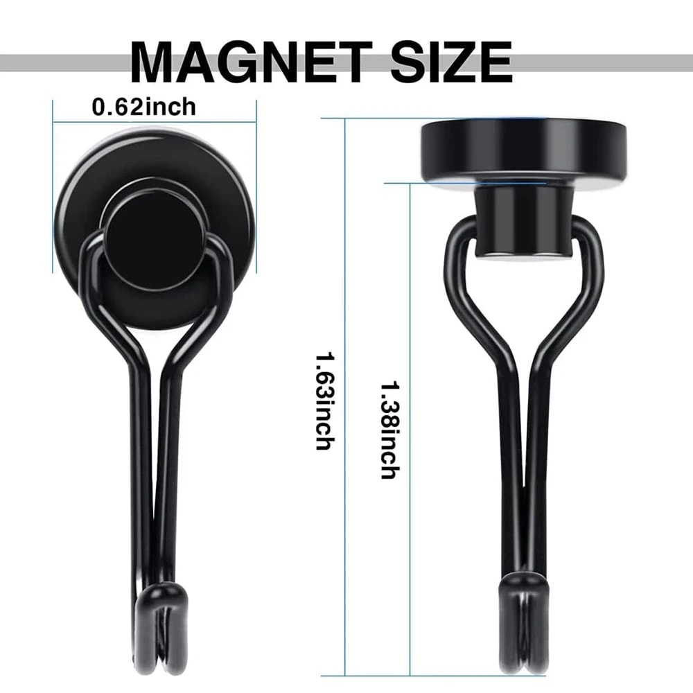 Strong Magnetic Hooks Black Neodymium Magnet Heavy Duty Swivel Hook For Grill Refrigerator Locker 3