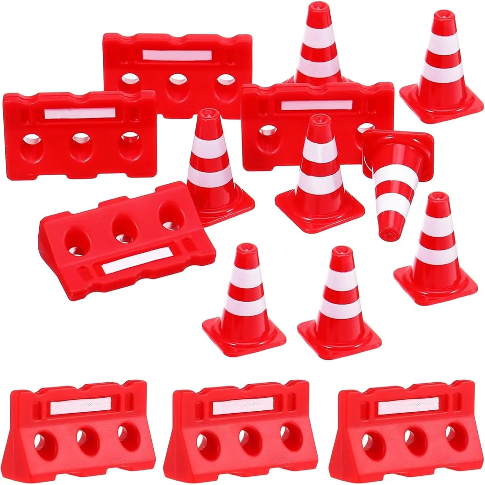 Mini Construction Traffic Sign Set, Mini Plastic Road Street Signs, Toys For Kids, Cone Construction Theme Party Gift