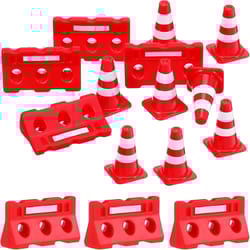 mini construction traffic sign set, mini plastic road street signs, toys for kids, cone construction theme party gift