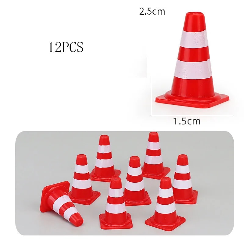 Mini Construction Traffic Sign Set, Mini Plastic Road Street Signs, Toys For Kids, Cone Construction Theme Party Gift