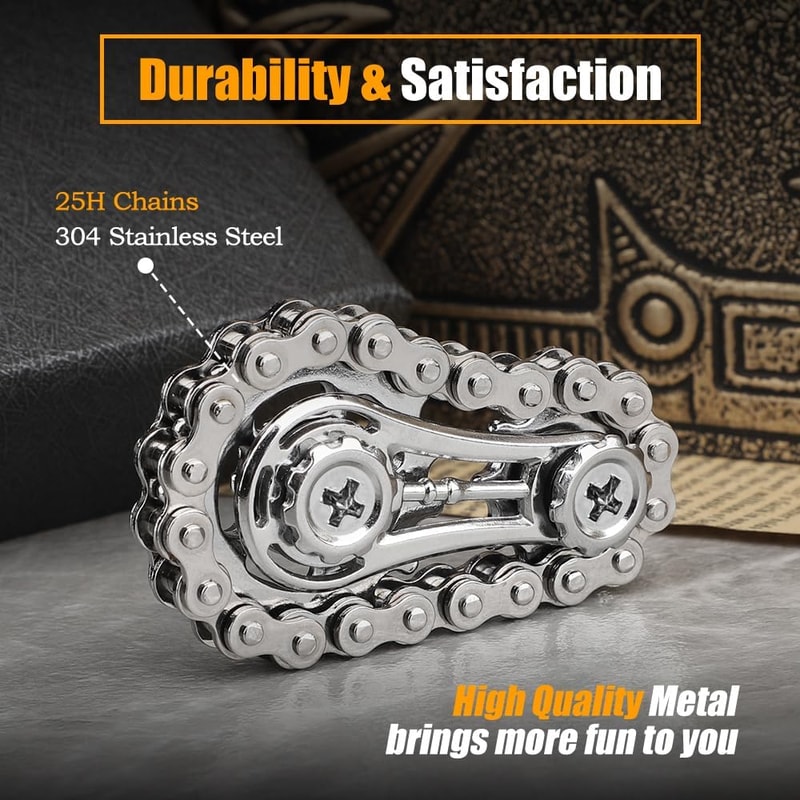Antistress Cool Sprockets Fidget Gyro Spinner Anxiety Relief Metal Bike Chain EDC Toy 1