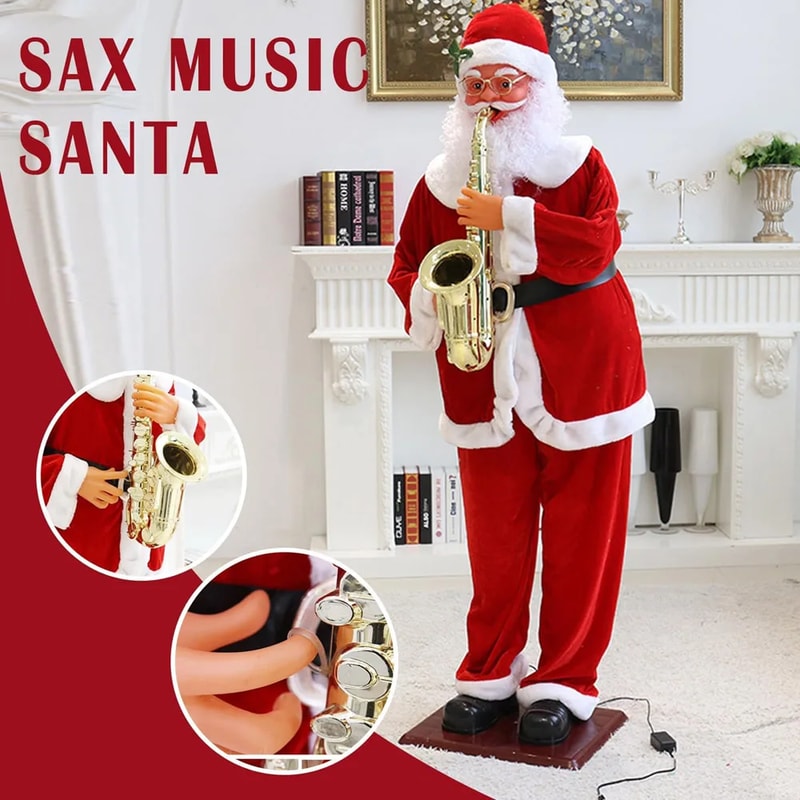 Collapsible Christmas Life Size Animated Rock Singing Santa Claus Decoration for Hotel Doorway