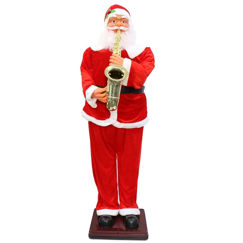 Collapsible Christmas Life Size Animated Rock Singing Santa Claus Decoration for Hotel Doorway