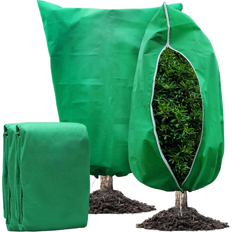 Plant Frost Protection Covers AntiFreeze Shrub Protection Bag With Zipper Drawstring Freeze Cloth A 1