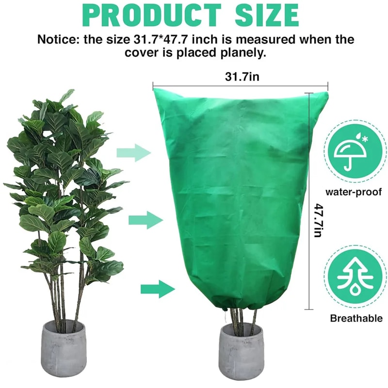 Plant Frost Protection Covers AntiFreeze Shrub Protection Bag With Zipper Drawstring Freeze Cloth A 3