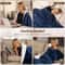 Blue Queen Size Electric Blanket Washable With Heat Levels And AutoOff 5