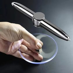 fashionable office supplies led pen fingertip gyro rotating decompression metal ballpoint pen