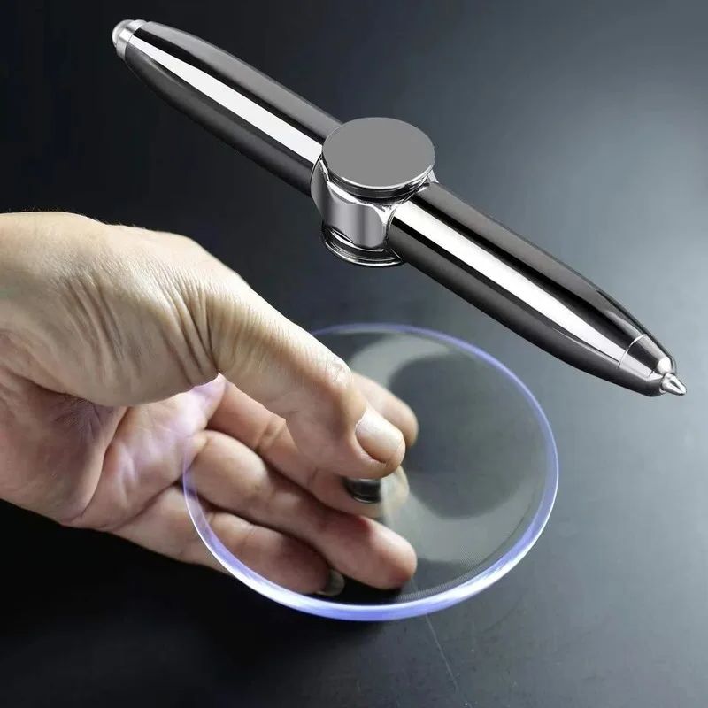 Fashionable Office Supplies LED Pen Fingertip Gyro Rotating Decompression Metal Ballpoint Pen 0