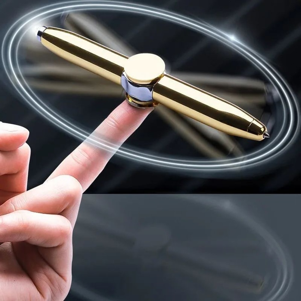 Fashionable Office Supplies LED Pen Fingertip Gyro Rotating Decompression Metal Ballpoint Pen 2