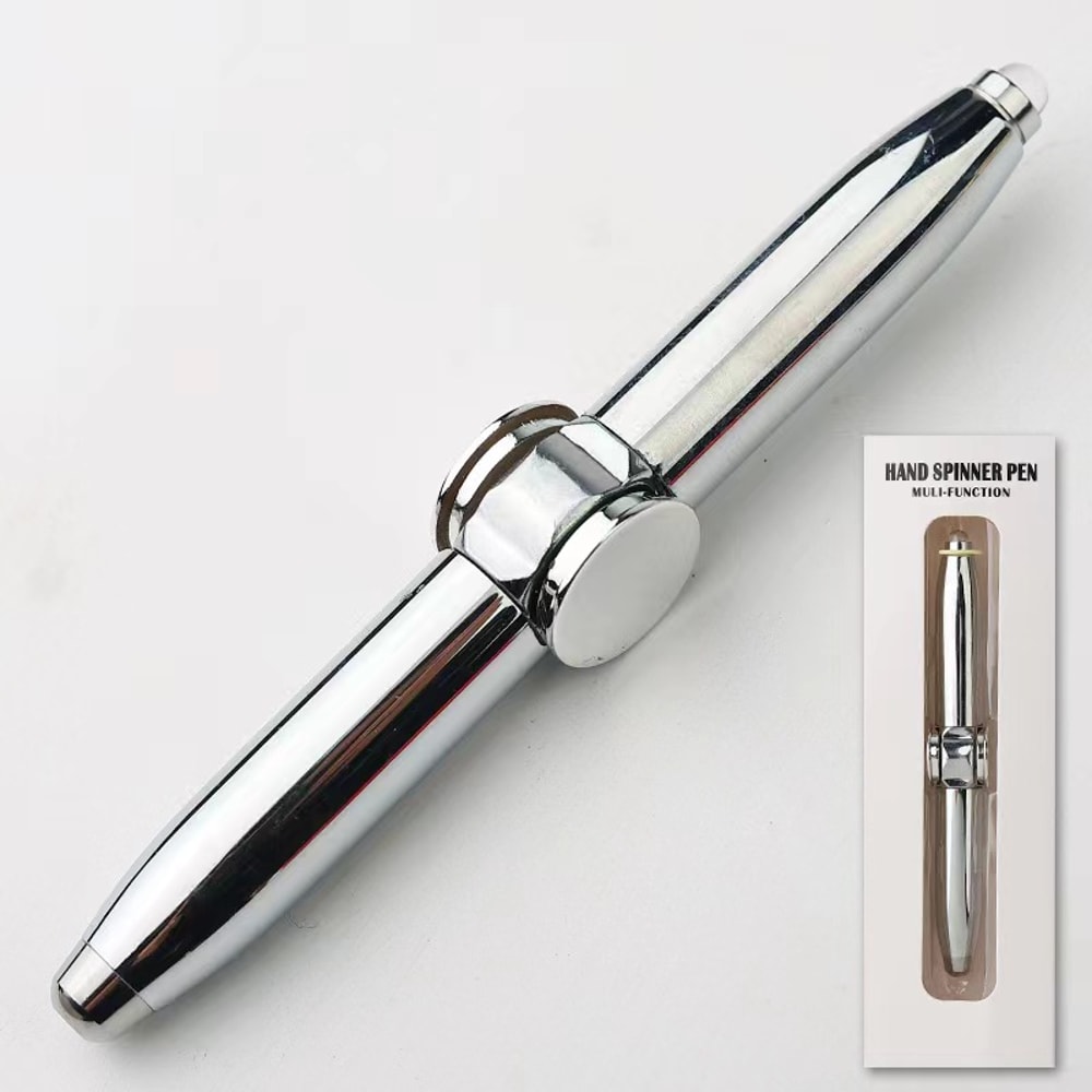 Fashionable Office Supplies LED Pen Fingertip Gyro Rotating Decompression Metal Ballpoint Pen 5