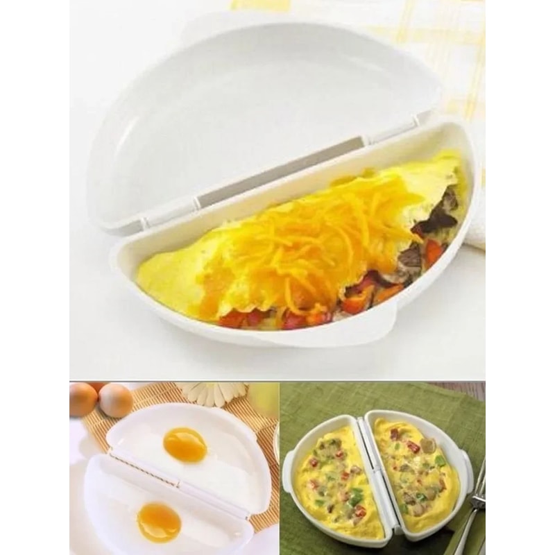 Non-toxic Silicone Egg Poacher Microwave Omelette Maker Tray Egg Steamer Box Kitchen Cooking Tools White