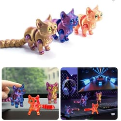 movable joint gradient 3d printed cats desktop noctilucent ornament toy for kids with random color eyes