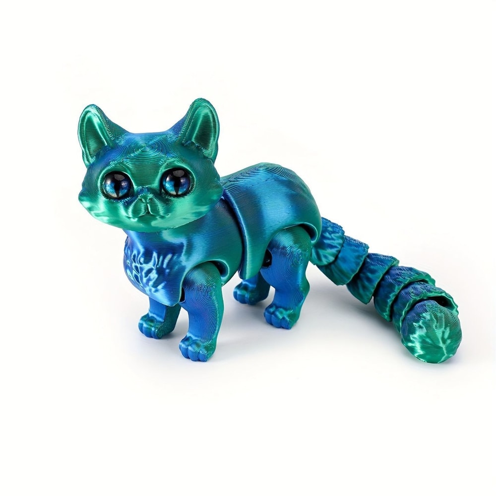 Movable Joint Gradient 3D Printed Cats Desktop Noctilucent Ornament Toy For Kids With Random Color 2