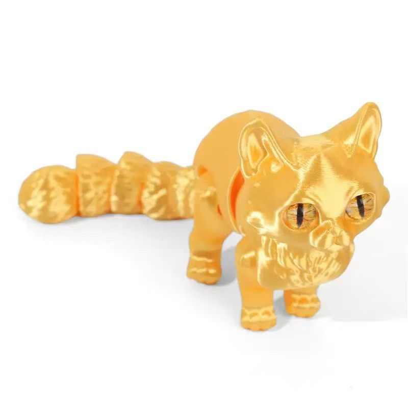 Movable Joint Gradient 3D Printed Cats Desktop Noctilucent Ornament Toy For Kids With Random Color 6