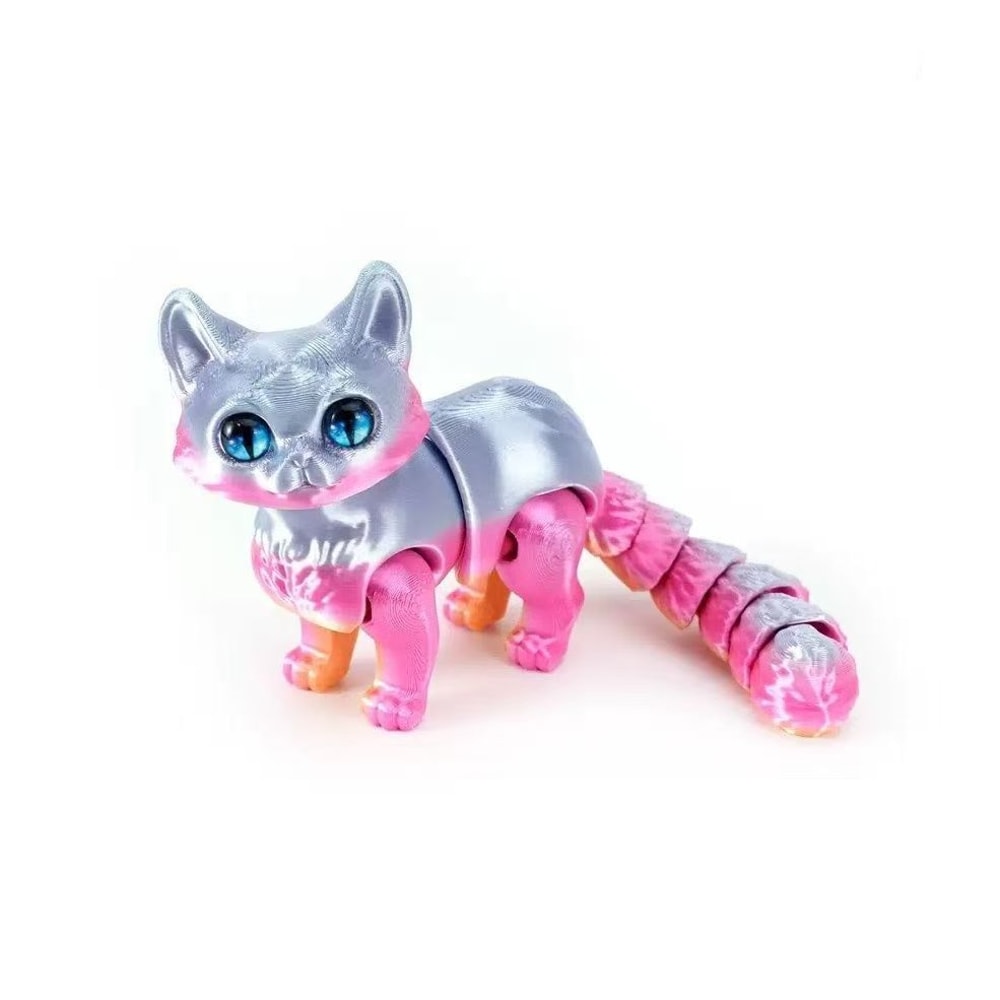 Movable Joint Gradient 3D Printed Cats Desktop Noctilucent Ornament Toy For Kids With Random Color 8
