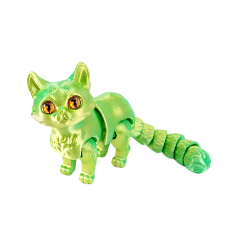 Movable Joint Gradient 3D Printed Cats Desktop Noctilucent Ornament Toy For Kids With Random Color 11