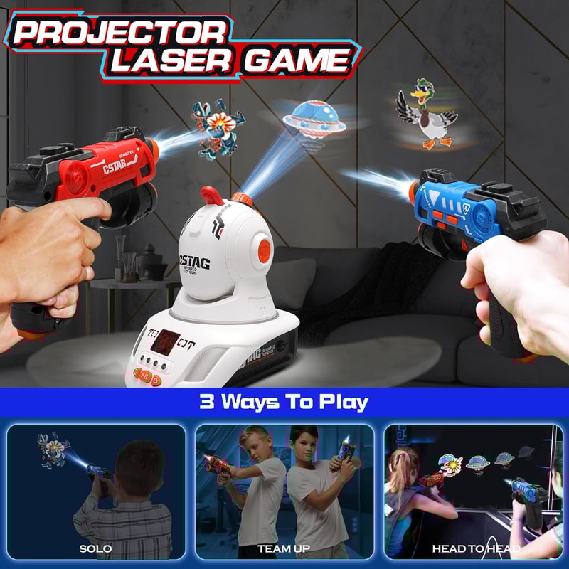 Mini Pistol Infrared Laser Tag Guns Set Projector Duck UFO Hunting Game Indoor For Players Kids Boy 1