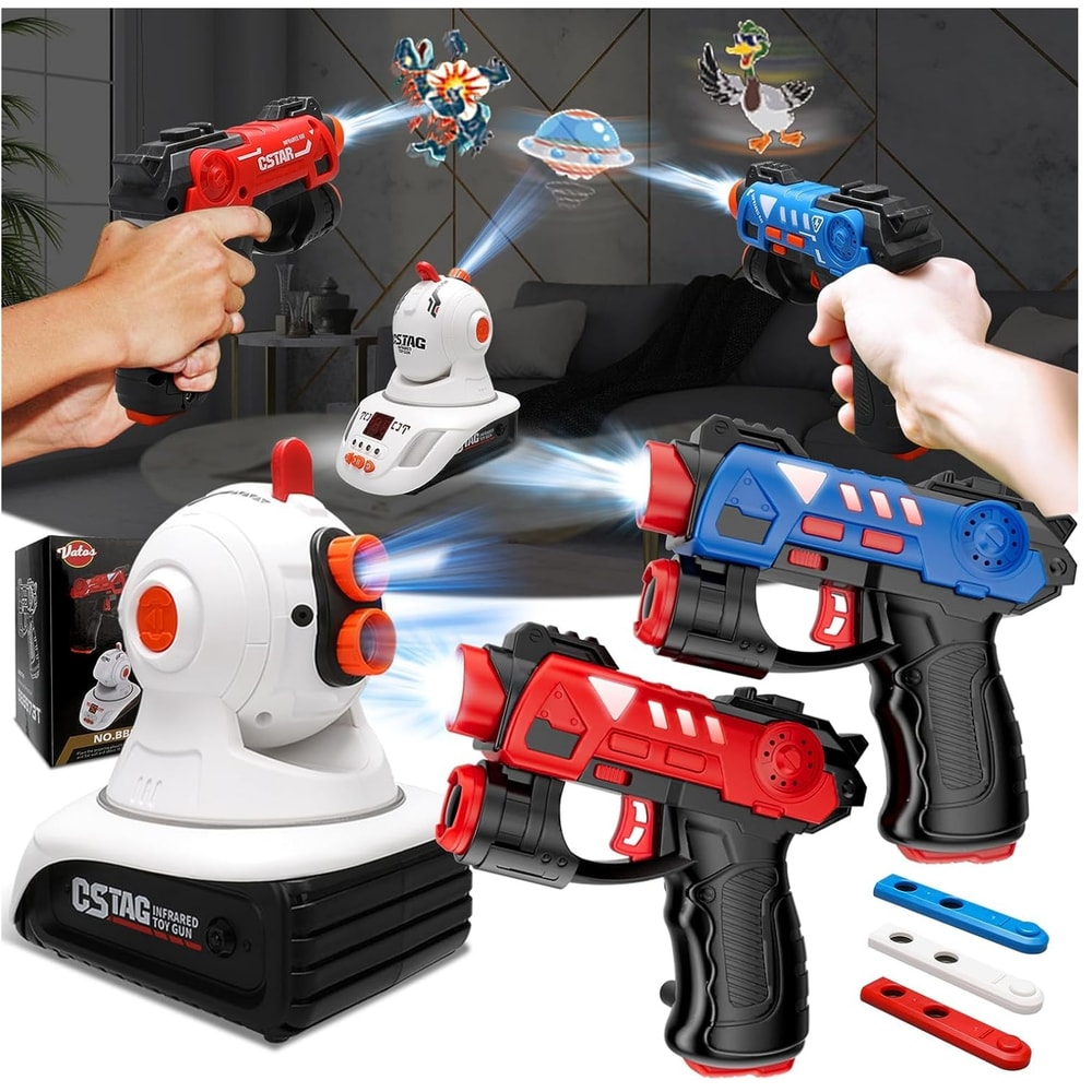 Mini Pistol Infrared Laser Tag Guns Set Projector Duck UFO Hunting Game Indoor For Players Kids Boy 6