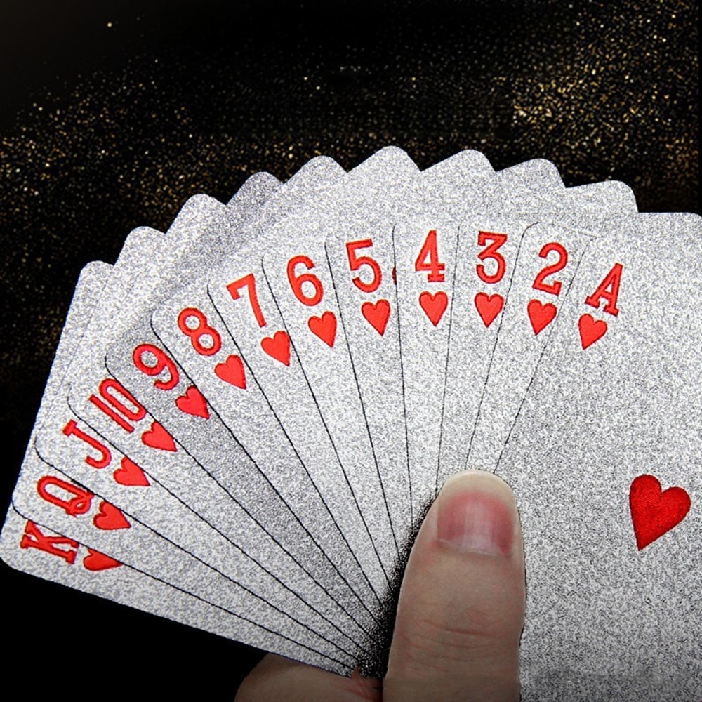 Waterproof Silver Foil Poker Playing Cards Gift Collection for Holiday Party Chess and Card Games