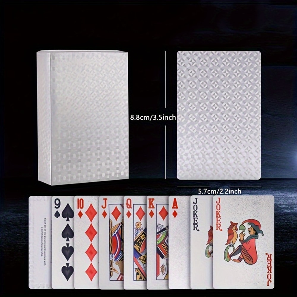 Waterproof Silver Foil Poker Playing Cards Gift Collection for Holiday Party Chess and Card Games