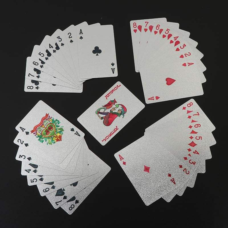 Waterproof Silver Foil Poker Playing Cards Gift Collection for Holiday Party Chess and Card Games