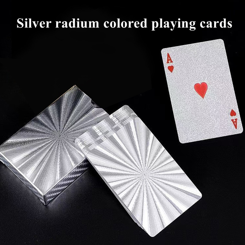 Waterproof Silver Foil Poker Playing Cards Gift Collection for Holiday Party Chess and Card Games