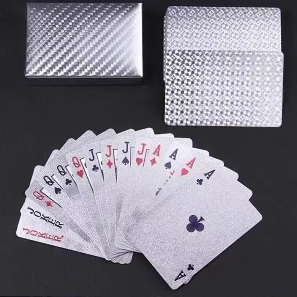 Waterproof Silver Foil Poker Playing Cards Gift Collection for Holiday Party Chess and Card Games