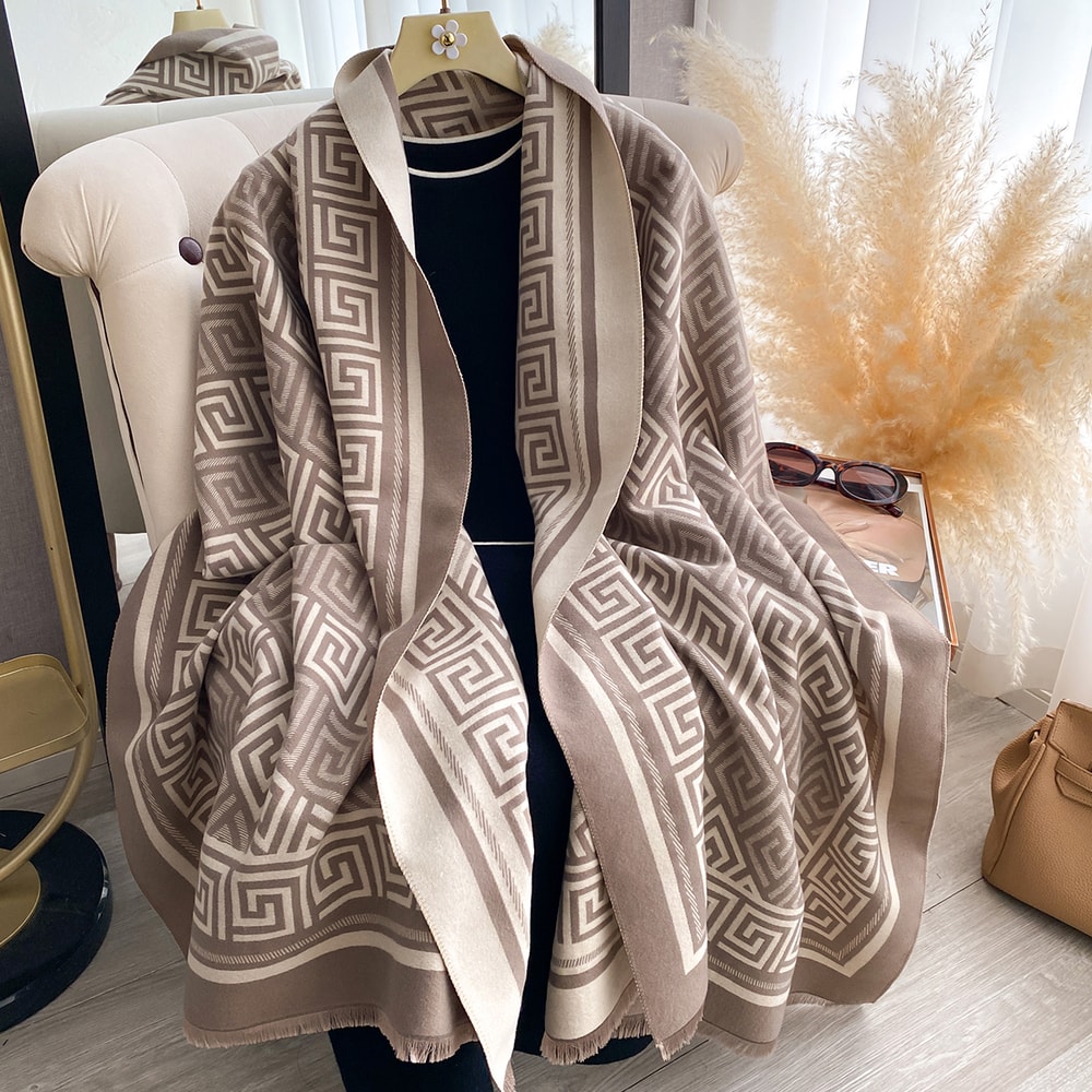 Winter Women Luxury Brand Thick Warm Shawl Plaid Scarves Soft Female 5