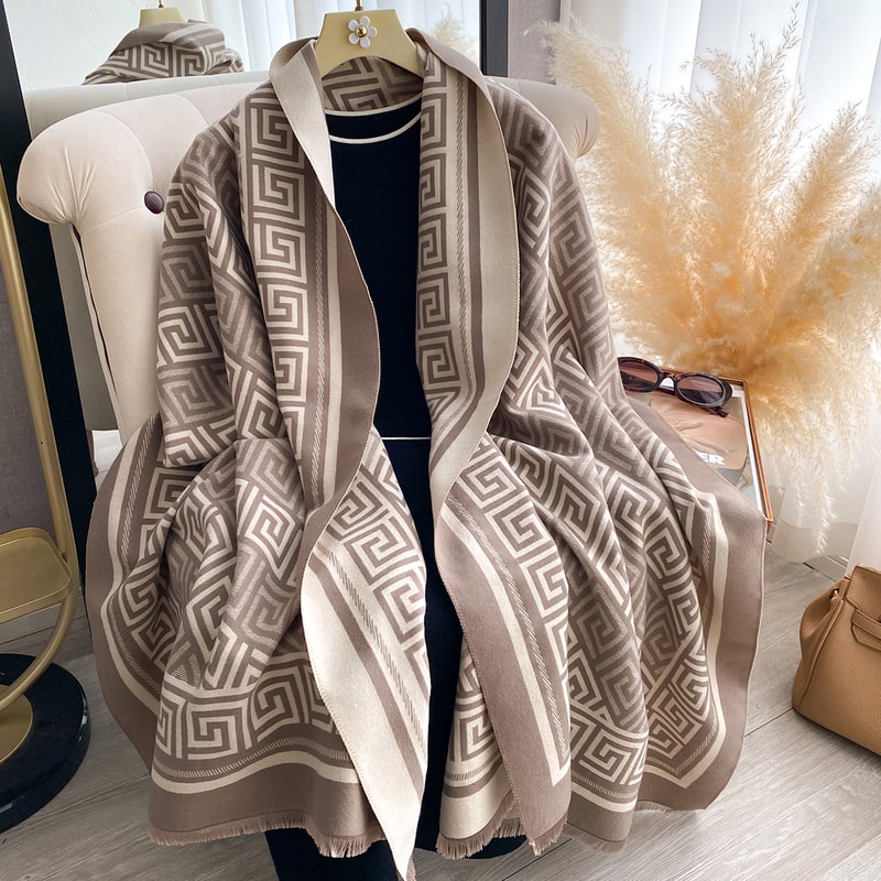 Winter Women Luxury Brand Thick Warm Shawl Plaid Scarves Soft Female 5