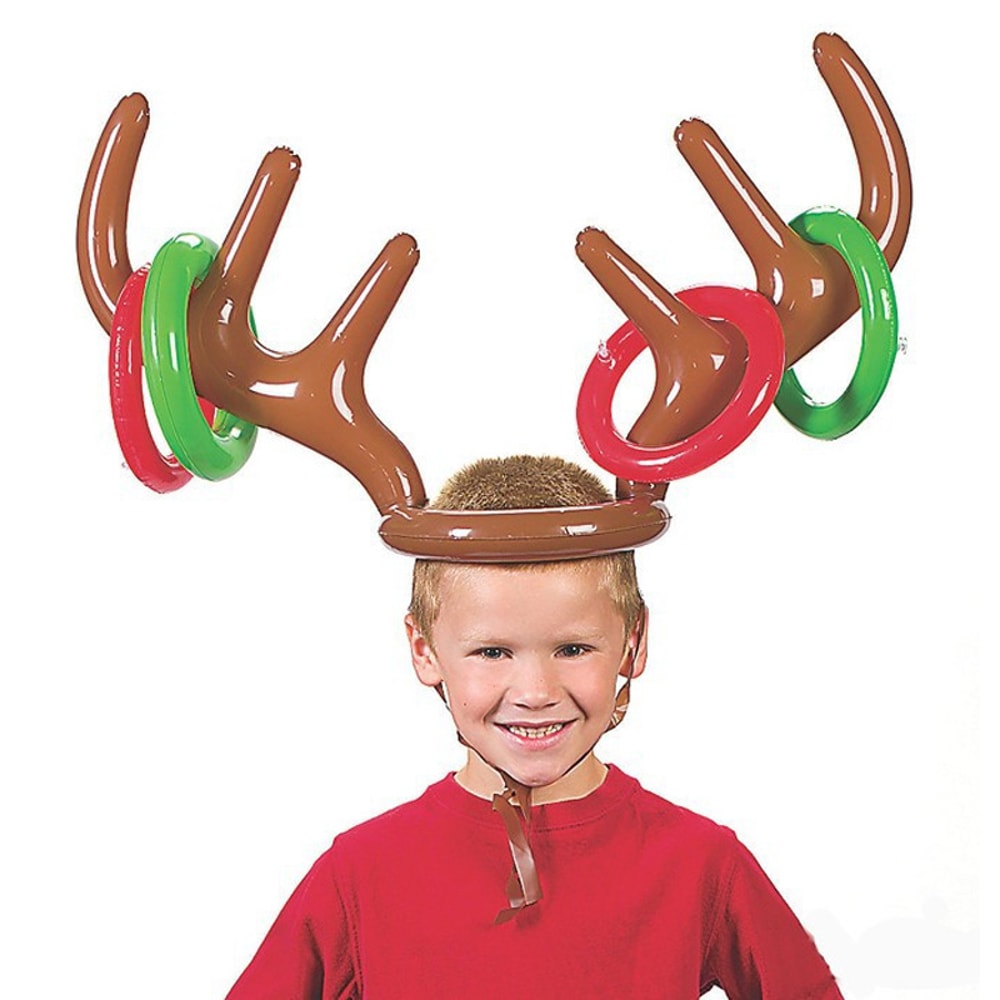 Christmas Party Decor Supplies Inflatable Reindeer Antler Ring Toss Game Antler Shape Balloon Toys 5