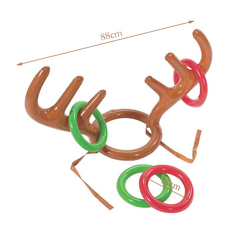 Christmas Party Decor Supplies Inflatable Reindeer Antler Ring Toss Game Antler Shape Balloon Toys 6