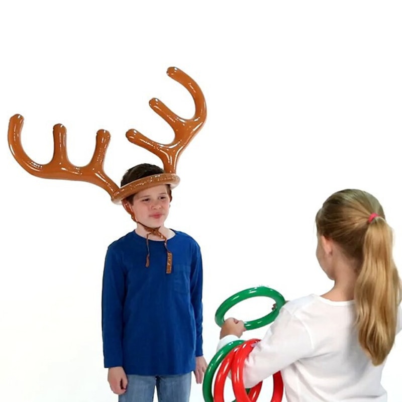 Christmas Party Decor Supplies Inflatable Reindeer Antler Ring Toss Game Antler Shape Balloon Toys 4