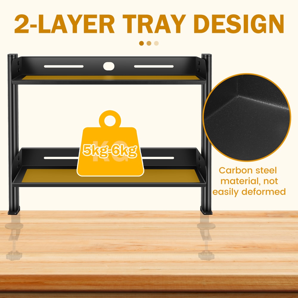 Adjustable Clamp-on Desk Shelf, No Drill, Metal Organizer Rack, High Load-Bearing, Space Saving, Desktop Clamp