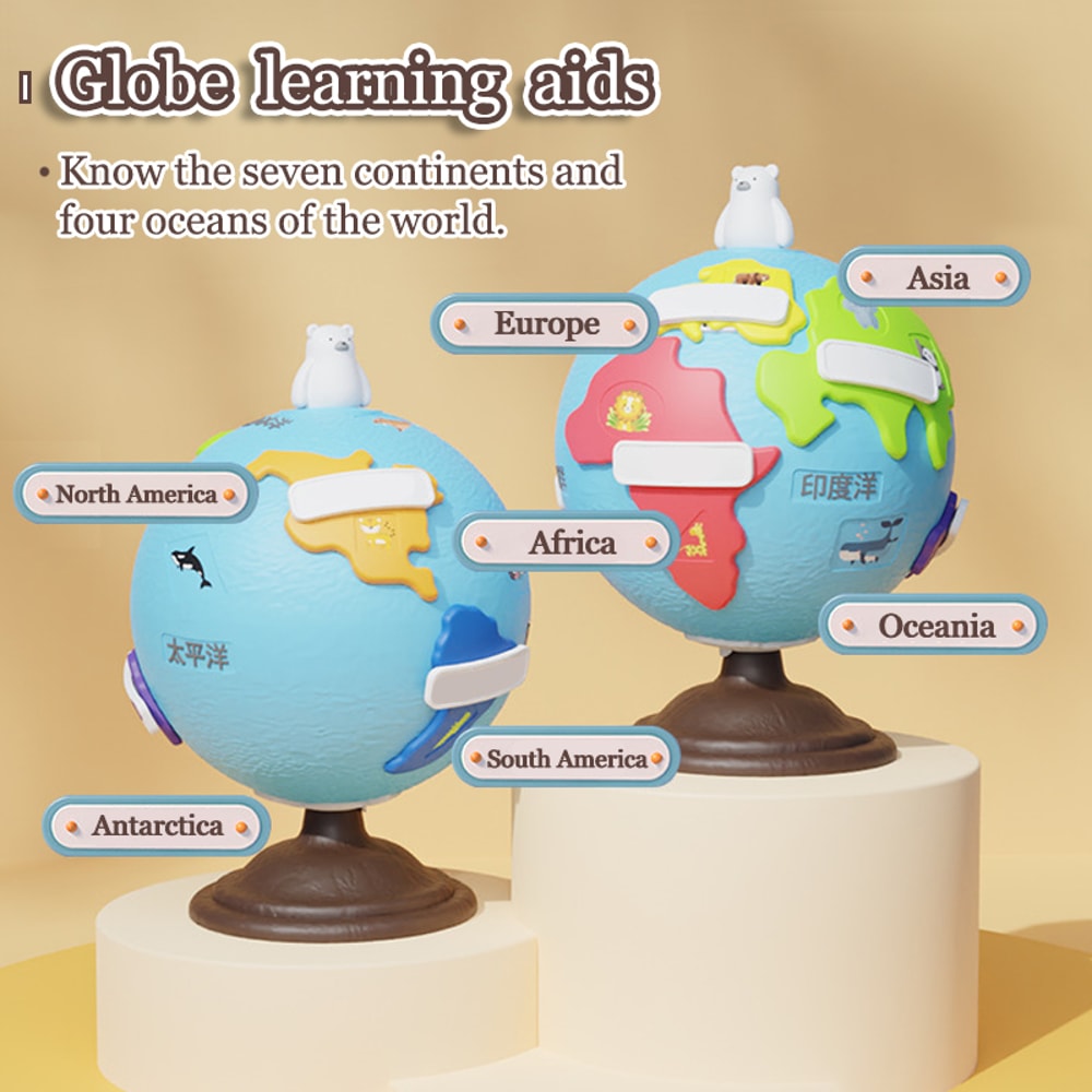 Educational Montessori Globe Piano Music Instruments World Animal Puzzles And Matching Game For Chi 4
