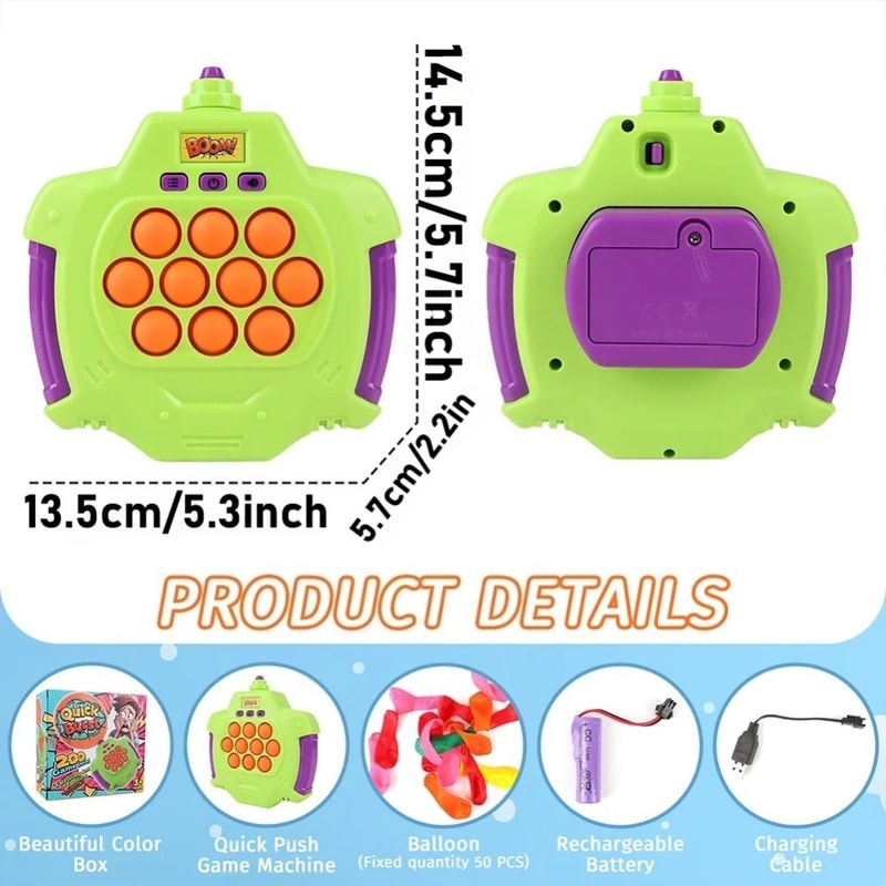 Light Up Pop It Fidget Toys for Kids Adults Quick Push Pop Game Squeeze Sensory Toy Interactive Puzzle