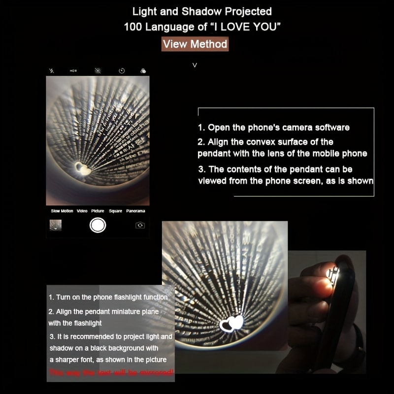 Creative I Love You Pendant Projection Necklace Jewelry For Girlfriend Wife Lover Romantic Gifts 3