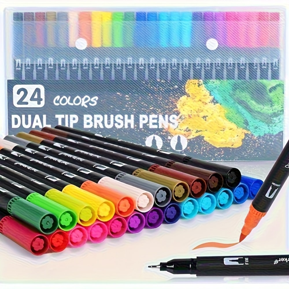 Art Set Vibrant Double-Ended Watercolor Markers for Drawing Crafts Durable Plastic Bodies Perfect Christmas Gift