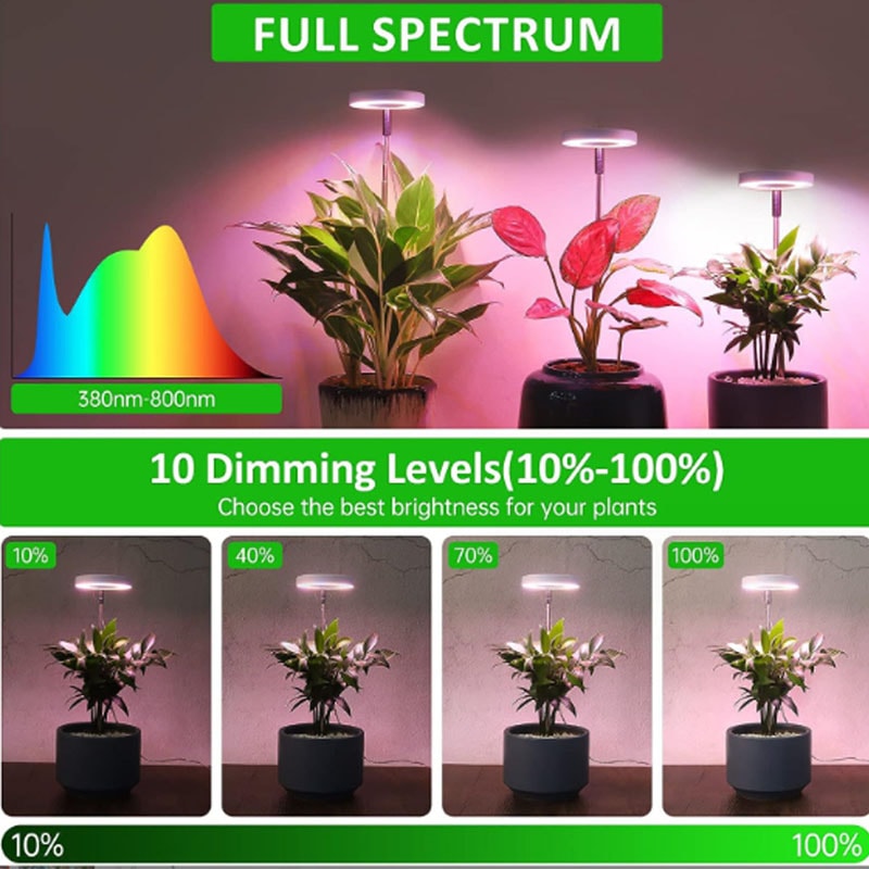 Adjustable Dimmable LED Grow Light Full Spectrum Hydroponics Plant Lamp For Indoor Growing With Tim 3