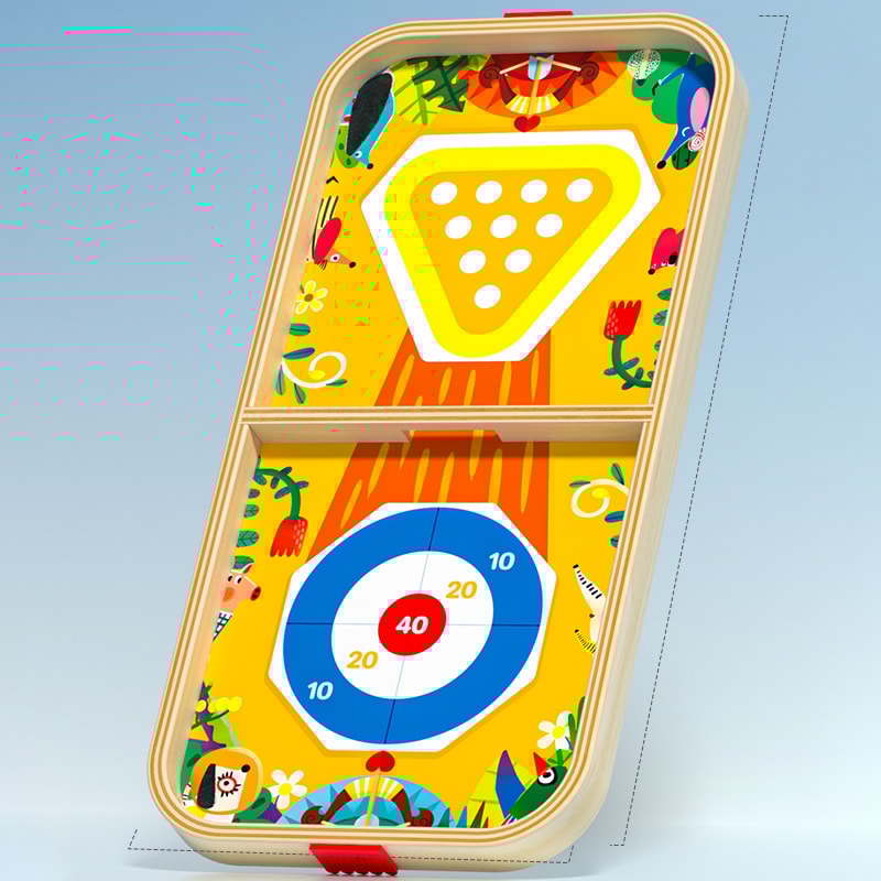 Multi in One Wooden Game Chess Bounce Bowling Ice Hockey Flying Chess for Family Party Fun Kids Adults