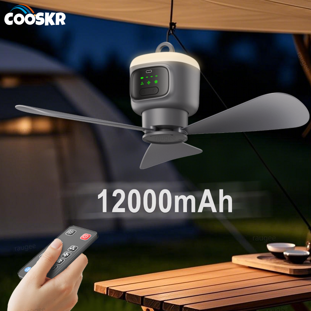 Portable Ceiling Fan With Battery Outdoor Camping Tent Fan Air Circulator Cooler Rechargeable Elect 1