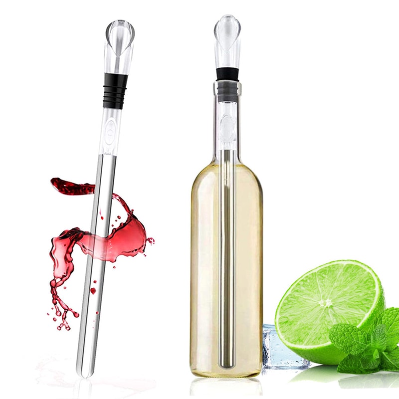 Stainless Steel Ice Wine Chiller, Rushed Ice Bucket, Perfect Wine Pourer Barware