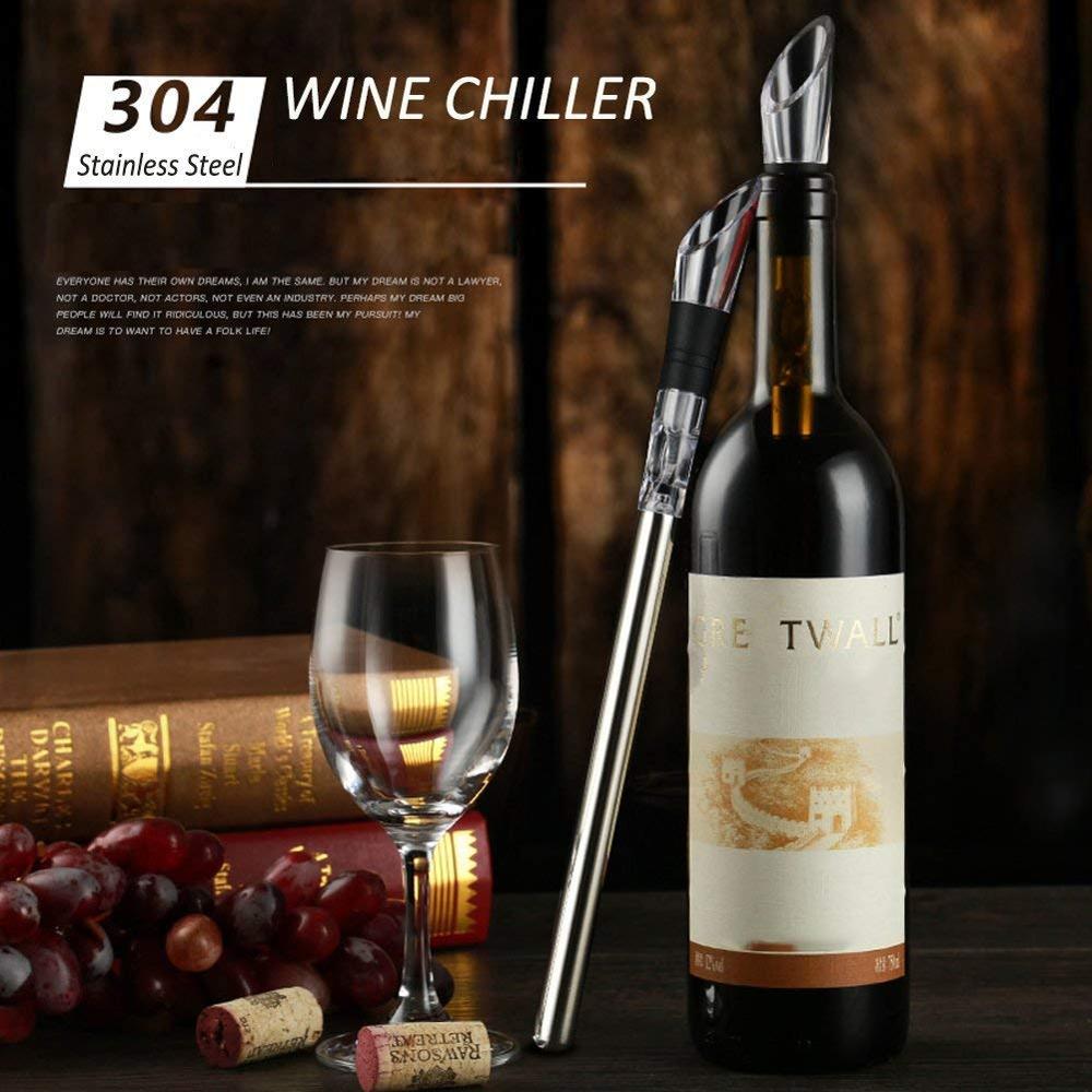 Stainless Steel Ice Wine Chiller, Rushed Ice Bucket, Perfect Wine Pourer Barware