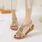 Rhinestones Women Wedge Sandals Summer Platform Peep Toe Casual Outdoor Beach Shoes 7