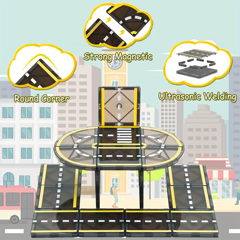 Magnetic Block Creativity And Educational Construction Toys For Kids Magnetic Road Magnet Crane Car 4