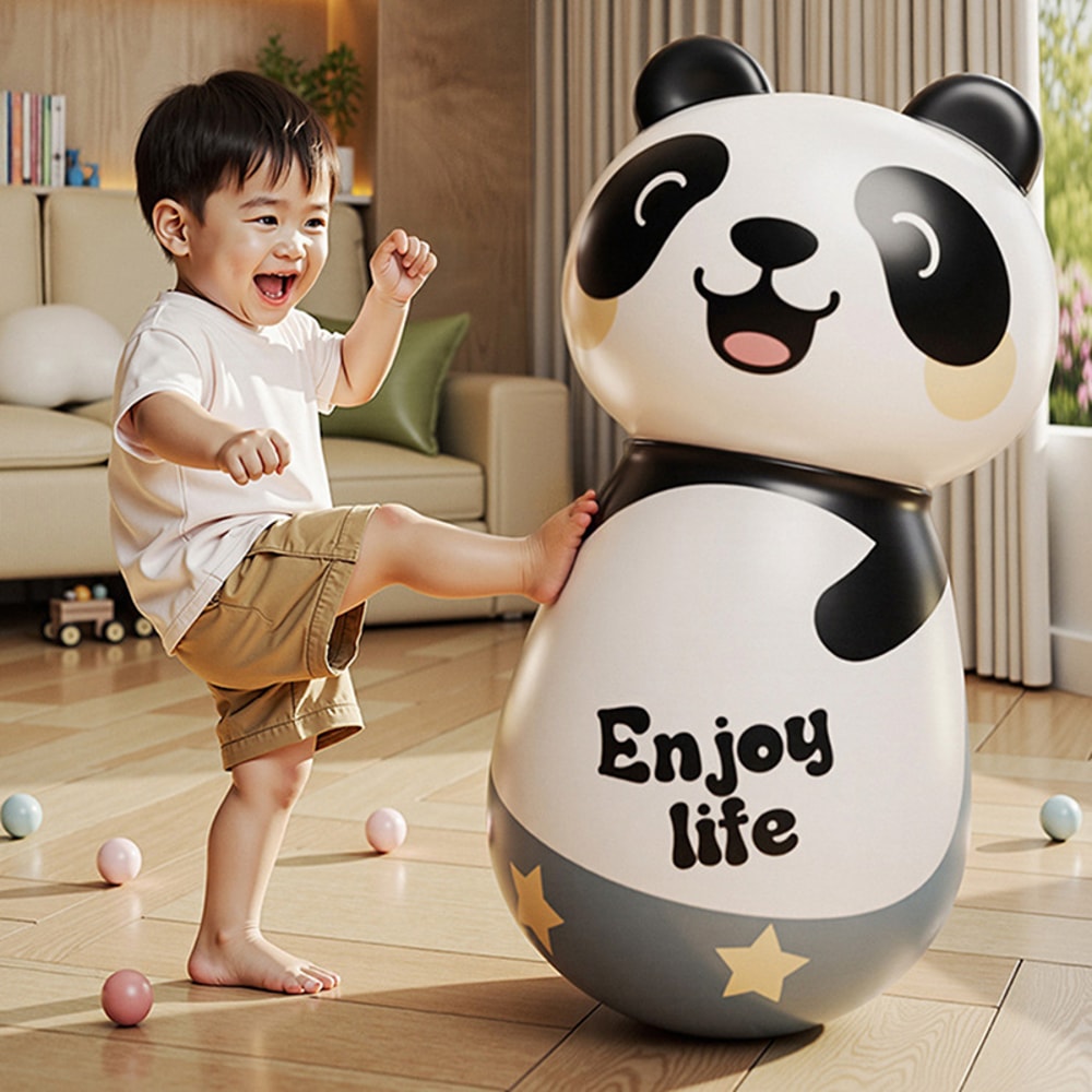 Inflatable Kids Punching Bag Panda Wobbler Training Toy For Party Games Indoor Outdoor Fun 0