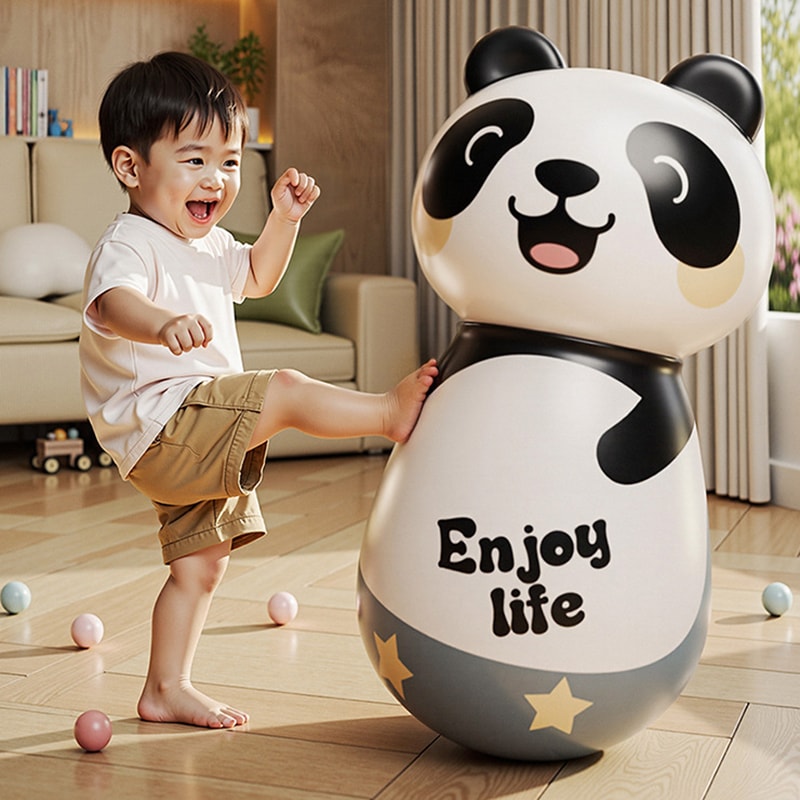 Inflatable Kids Punching Bag Panda Wobbler Training Toy For Party Games Indoor Outdoor Fun 0