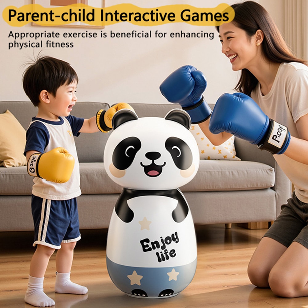 Inflatable Kids Punching Bag Panda Wobbler Training Toy For Party Games Indoor Outdoor Fun 2