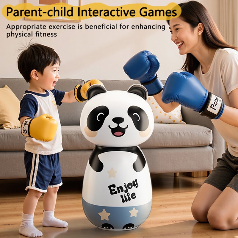 Inflatable Kids Punching Bag Panda Wobbler Training Toy For Party Games Indoor Outdoor Fun 2